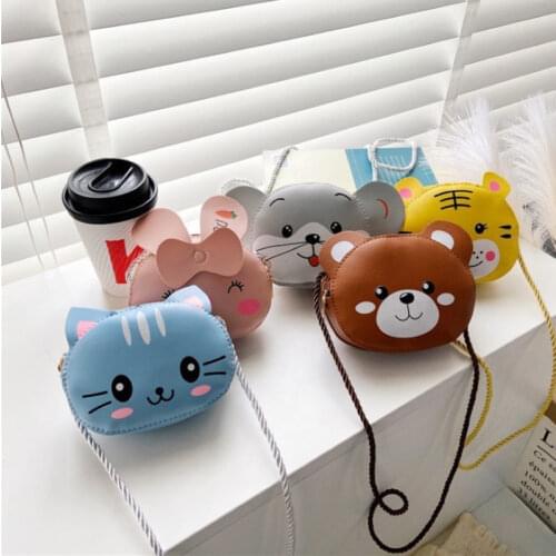 Children Cartoon Animal Shoulder Bag Plush Purse Messengers Bags Handbag Round Zipper Crossbody Bags Shoulder Bag Cute Shape