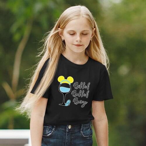 Cinderella Wine Glass Princess Series Kids T-shirts Summer New Harajuku Dropship Fashion Kawaii Outdoor Black Tees Disney Tshirt