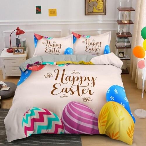 Cute Eggs Kids 3d Bedding Set Happy Easter Day for Home Quilt Duvet Cover Sets Pillowcase Queen King Size Quilt Luxury Comforter