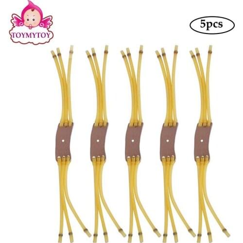 5Pcs Elastic Slingshot Rubber Bands Bow Slingshot Rubber Bands Replacement With Six Strips Rubber Latex Tube Coffee Yellow