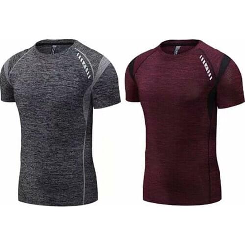 2021 Running Tight T-shirt Breathable Men Short Sleeve Shirt Summer Gym Quick dry Football Jersey Male Tops