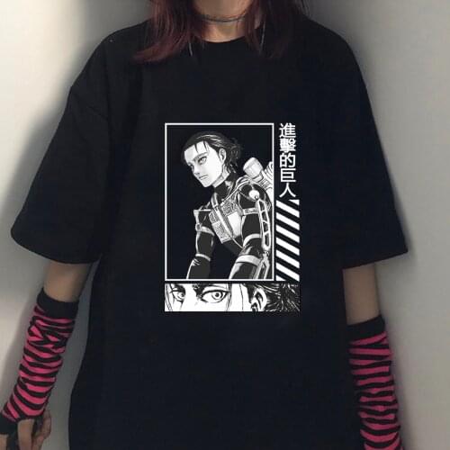 2021 Japanese Anime Attack on Titan T-shirt Short Sleeve Oversize Streetwear Eren Jaeger T-shirts Casual Unisex Tops