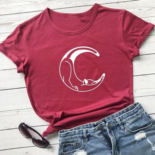 CAT MOON t-shirt unisex women graphic casual 100% Cotton grunge camisetas art tumblr street style hipster Fashion tee top tshirt