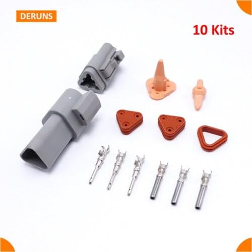 10sets Kits 3 Pin/Way Deutsch Sealed Waterproof Electrical Wire Car Connectors Plug DT06-3S DT04-3P Factory Direct Sale