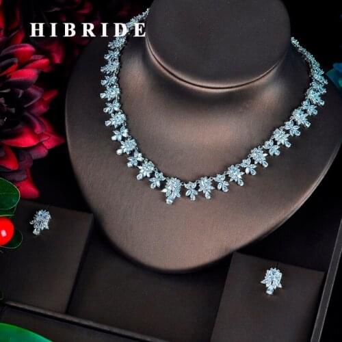HIBRIDE Elegant Flower Design Jewelry Sets Women Bridal Necklace Earrings Bijoux Set Pendientes Mujer Moda 2018 N-597