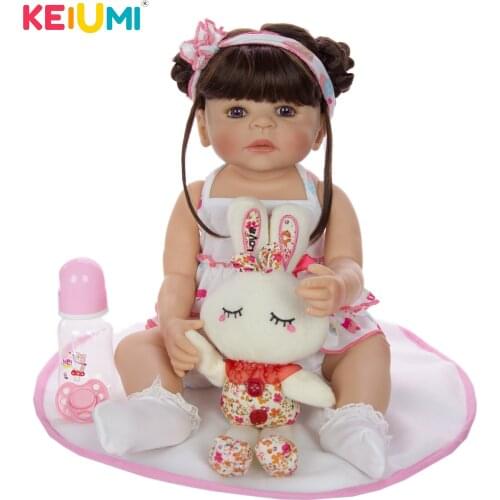 KEIUMI New New Reborn 55 cm Menina Full Silicone Vinyl Baby Reborn Dolls DIY Hairstyle Princess For Kids Playmate Brinquedos