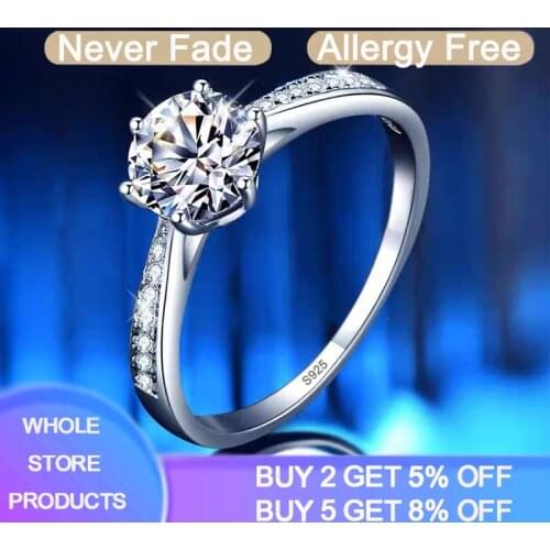 YANHUI Original 925 Silver Ring Wedding Band For Women Charming Princess Bijoux Natural Zircon Stone Bridal Engagement Jewelry