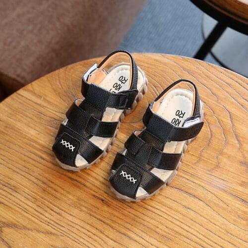 Top Selling 2017 Summer Children Casual Shoes Baby Boys Toe Cap Covering Soft Leather Sandals Kids PU Leather Sneakers