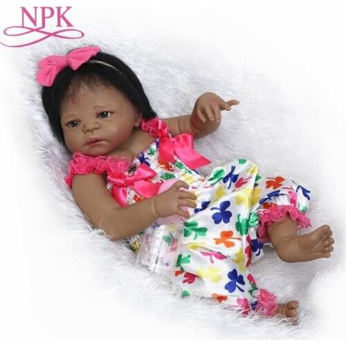 NPK 22" reborn Baby Doll black Girl Dolls full body Soft Silicone Babies Girls Lifelike real born dolls bebe real reborn bonecas