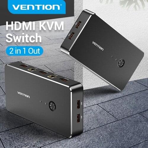 Vention HDMI KVM Switcher USB 2.0 Ports 4K USB VGA Switch KVM Spliiter Switch for Sharing Printer Keyboard Mouse KVM Switch VGA