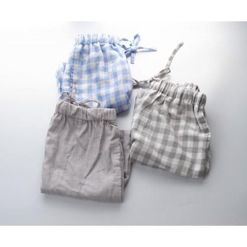 2021 Summer Men cotton sleep bottoms Male plus size nighty trousers sleepwear pyjama Men Casual loosen Plaid pajama half pants