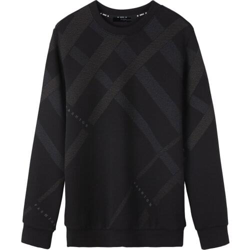 Votsein Smart Casual Mens Sweatshirts Fashion Letter Striped Crewneck Long Sleeve Pullovers