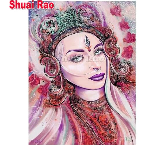 Retro Flower Woman 5d Diamond Embroidery DIY Diamond Painting Cross Stitch Kits full square round Diamond Mosaic Pearl Home Art