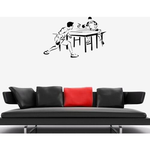 Table Tennis Wall Decal Ball Game Sports Competition Players Art Vinyl Window Stickers Teen Bedroom Stadium Interior Decor E203