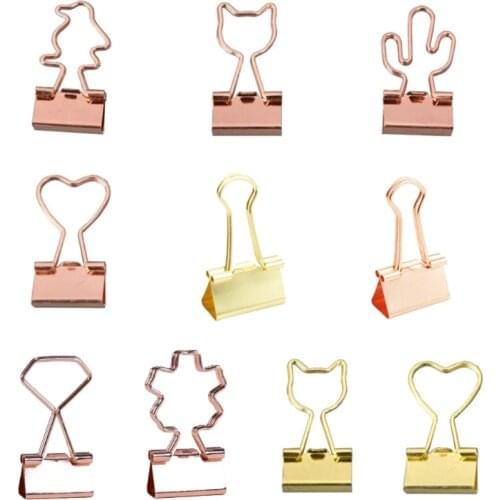 2021 New 10 Pieces Small Paper Clips Mini Binder Clips Paper Clamps Swallowtail Clamps Sets School Home Stationery Supplies