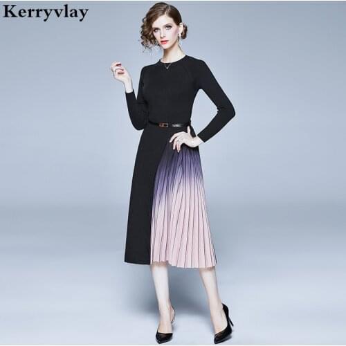 Autumn Vintage Wool Midi Black Party Dress Womens Dresses New Arrival 2021 Vestido Elegante Mujer Ropa Mujer Sukienki K9170