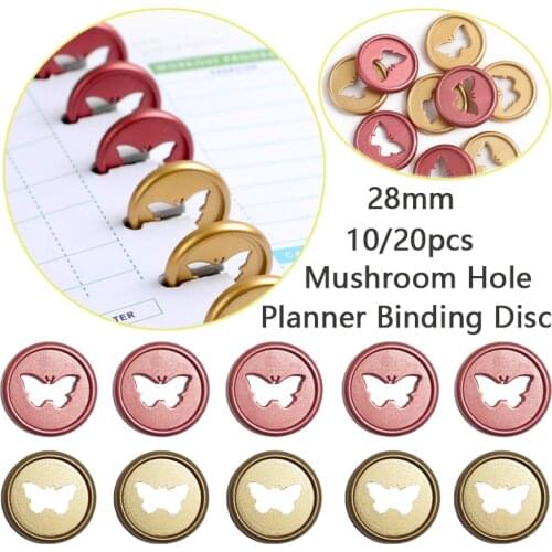 28mm New Butterfly Mushroom Binding Disc Buckle Binder Ring Loose-Leaf Button Notepad Binding Ring Binder Disc Office Supplies