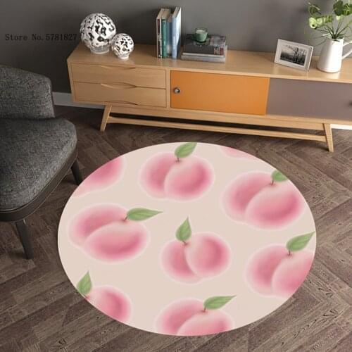 Peach Strawberry Round Carpet 3D Print Green Plants Carpet Tiger Leopean Mat Doorway Floor Rug For Living Room Floor Carpet