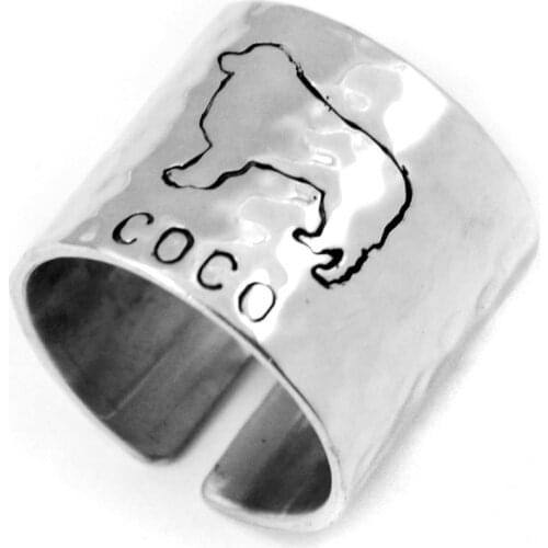 Personalized Newfoundland Ring, Custom Hammered Newfoundland Name Ring Dog Name Jewelry Dog Lover Gift Dog Mom Gift