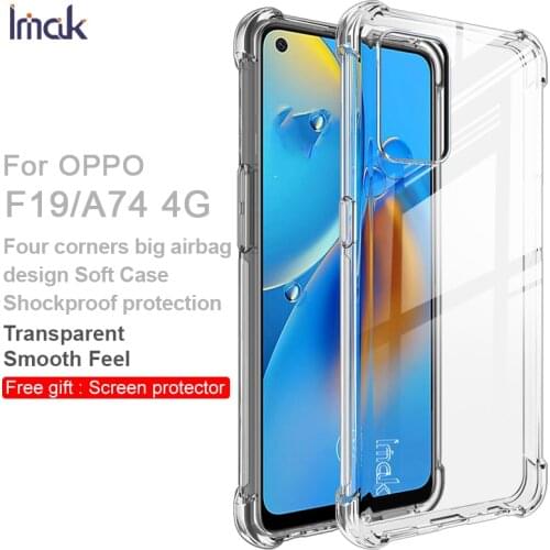 For OPPO F19 4G Case IMAK Shockproof Conners Airbags Soft TPU Back Cover Case for OPPO A74 4G