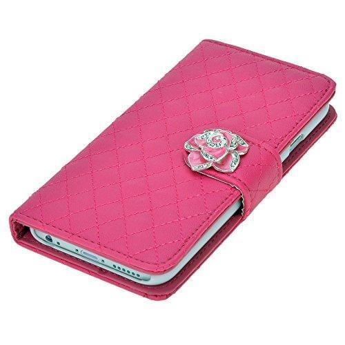 Luxury Grid Wallet Stand Flip PU Leather Cover Case for iphone 6 Plus Smart Phone Back Cover Case