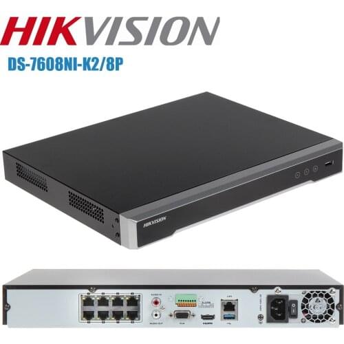 Hikvision Nvr DS-7608NI-K2/8P 4K Network Video Recorder 8CH 8 POE ports nvr for POE IP cctv camera security system