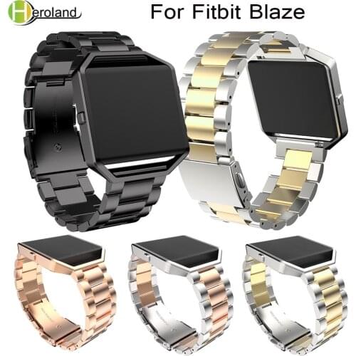 23mm Replacement Stainless Steel Wrist watch Band Strap Band For Fitbit Blaze Smart Watch Black For Women Men Watch Accessories