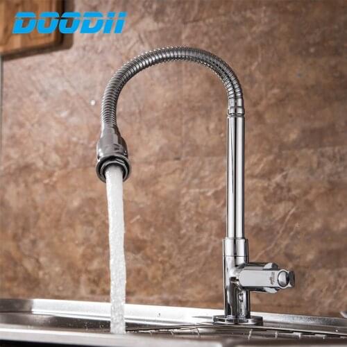 Doodii Kitchen faucet 360 degree swivel spout High quality chrome plated single handle single hole kitchen sink faucet