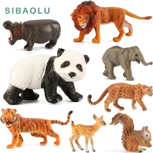 Elephant Squirrel Panda Deer Leopard Hippo Bear Baboon Chimpanzee Tiger Animal model figurine home decor decoration accessories