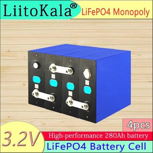 LiitoKala 4PCS 3.2V 280Ah lifepo4 battery DIY 12V 280AH rechargeable battery pack for E-scooter RV Solar Energy storage system