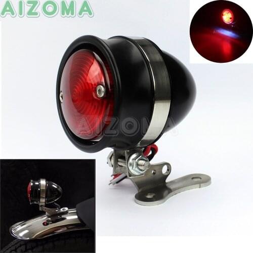 Vintage Motorcycle LED Taillights Brake Stop Taillamp CNC Aluminum License Plate Light For Harley Cafe Racer Bobber XS650