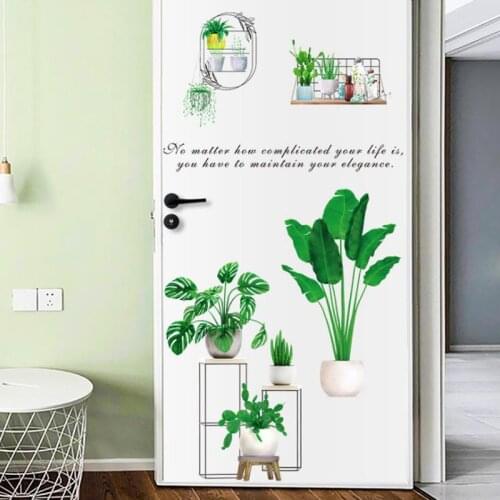 Green Plant Pot Plants Removable Wall Stickers Living Room Bedroom Background Wall Decoration Antifouling PVC Stickers