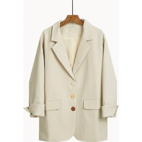 2021 Spring Blazer Women Single Breasted Suits Jacket Ladies Loose Long Sleeve Suits Coats solid color Casual blazer