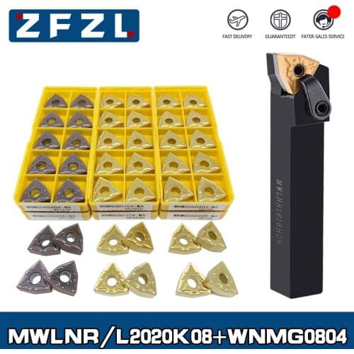 1pc MWLNR MWLNL Lathe tool holder MWLNR2020K08 MWLNL2020K08 +10pcs Turning tool blade WNMG080404 WNMG080408 VP15TF UE6020 US735