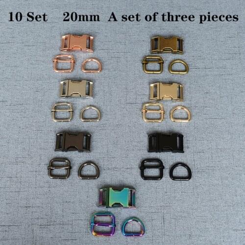 10 Set (A) 20mm Metal D Ring+Adjustable+Release Buckle DIY Dog Collar and Leash Accessories 3JT20mm07L