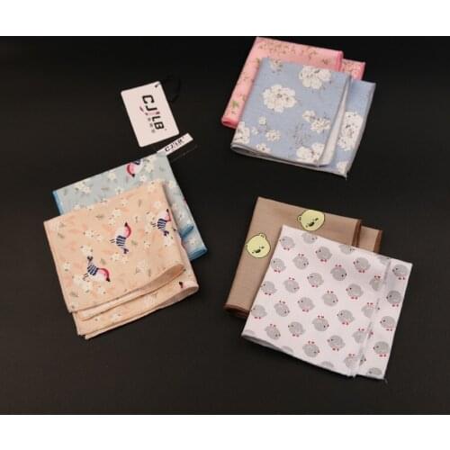 10pcs/lot 32color new Korean fashion designer high quality mens casual Pocket Squares Handkerchief cotton printed flower 22x22cm