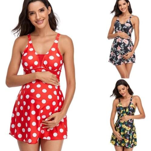 2021 Ruffles Dot Print Maternity Swimwear Swimsuit For Pregnant Women Swimsuit Bikini Swimming Beachwear Tankinis Set Beachwear