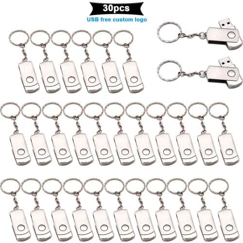 30pcs logo free Flash Drive 64GB Metal Pendrive High Speed USB Stick 32GB Pen Drive Real Capacity 16GB 8GB USB 2.0 Flash gift