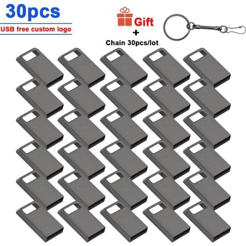 30pcs/lot free logo USB 2.0 Metal USB Flash Drive 64GB Pen Drive High Speed Pendrive 32GB Mini Memory Stick 16GB 8GB for gift