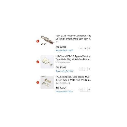 4set gx16-4p docking+ 5set usb 2.0 A gold+5set type C gold