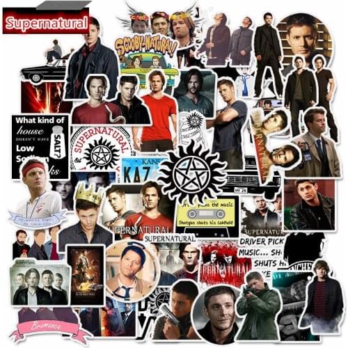 50pcs SPN Supernatural Sam Dean Stickers Water Cup Guitar Laptop Luggage Suitcase Decals Motorcycle Bicycle Car Graffiti Sticker