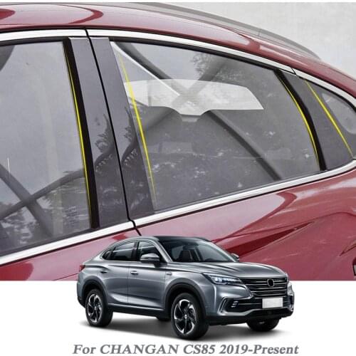 6pcs Car Styling For CHANGAN CS85 2019-Present Car Window Trim Sticker Middle Column Stickers PVC Auto Accessories