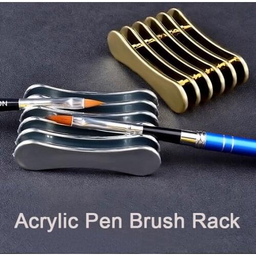 Gold Silver Plating Acrylic Rack Display For Brush Stand Holder 5 Gel Nail Brushes Racks Nail Tool