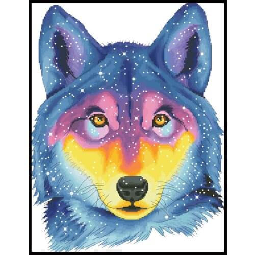 Watercolor Wolf Cross Stitch Patterns Kits Printed Fabric Embroidery Needlework Package 11CT 14CT DIY Craft Sets Home Decoration