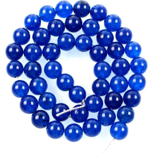Natural Stone Beads Royal Blue Transparent Marble Loose Beads for Jewelry Making Needlework DIY Bracelet Strand 4-12 MM
