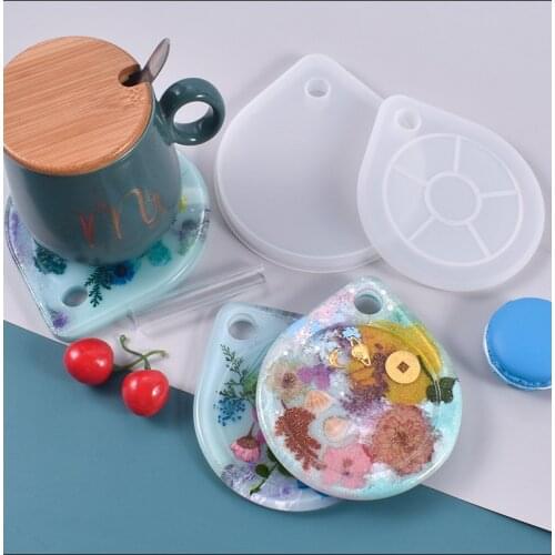 Resin Coaster Mold Cup Cushion Set DIY Dry Dried Flower UV Epoxy Resin Glue Silicone Mold Desktop Teacup Tool Decoration Casting
