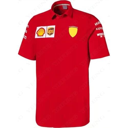 2021 New Hot F1 red T-shirt Brand Printed Mens Clothes Fashion Harajuku Solid Color Casual Mens Pullover POLO Shirt