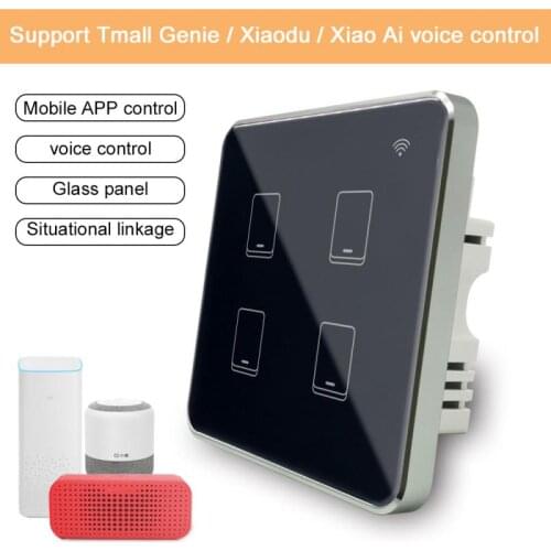 Graffiti WiFi Switch Intelligent Speaker Voice Control Black White Metal Frame Touch Panel Support Alexa Google Home EU