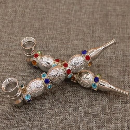 Exquisite with Smoke Metal Pipes Beautiful Fashion Creative Smoking Pipe Herb Tobacco Pipe Brilliant Cigarette Holder Mouthpiece