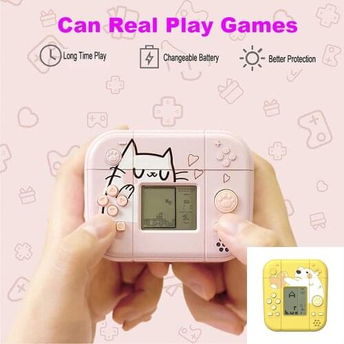 Creative Game Earphone Case Protective shockproof anti-fall Tetris Console Wireless Headphone earphone For Apple airpods Pro 1 2